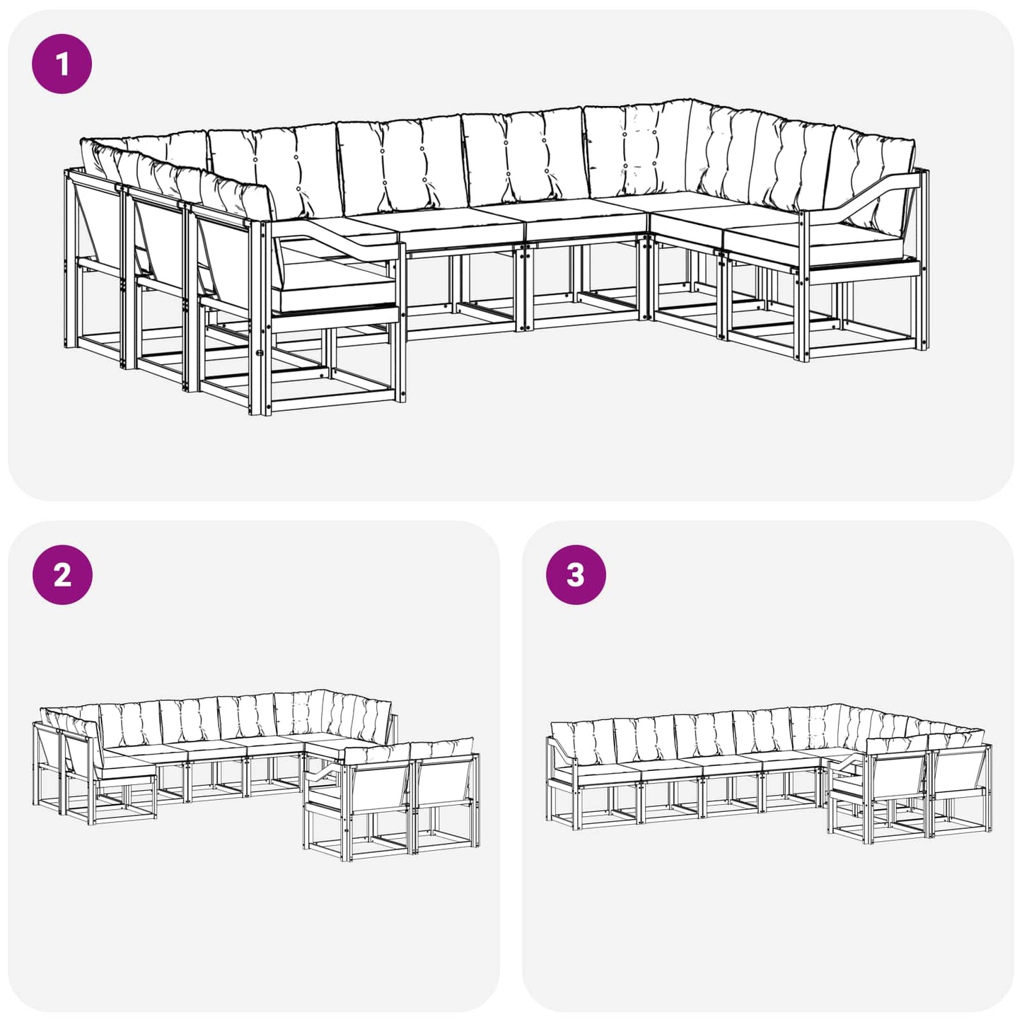 vidaXL Σειρά Καναπέ Εξωτερικού με μαξιλάρι 9 pcs Λευκό και Μαύρο