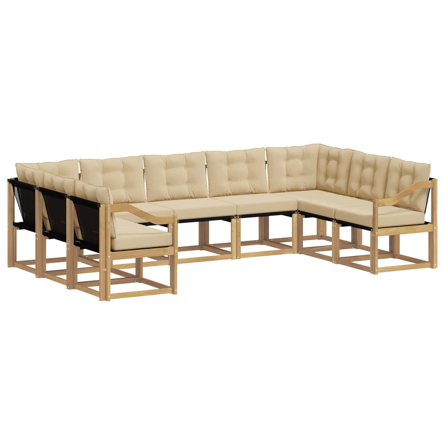 vidaXL Σειρά Καναπέ Εξωτερικού με μαξιλάρι 9 pcs Λευκό και Μπεζ