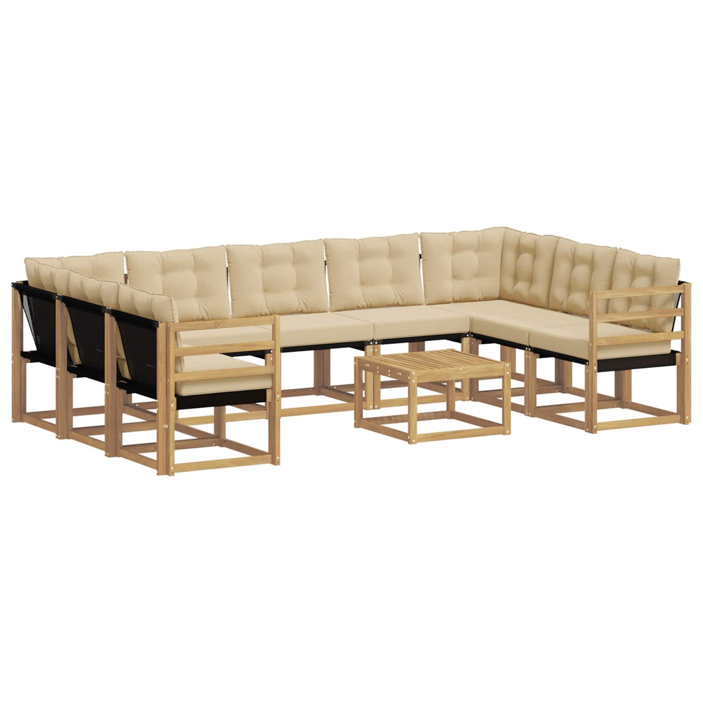 vidaXL Σειρά Καναπέ Εξωτερικού με μαξιλάρι 10 pcs Λευκό και Μπεζ