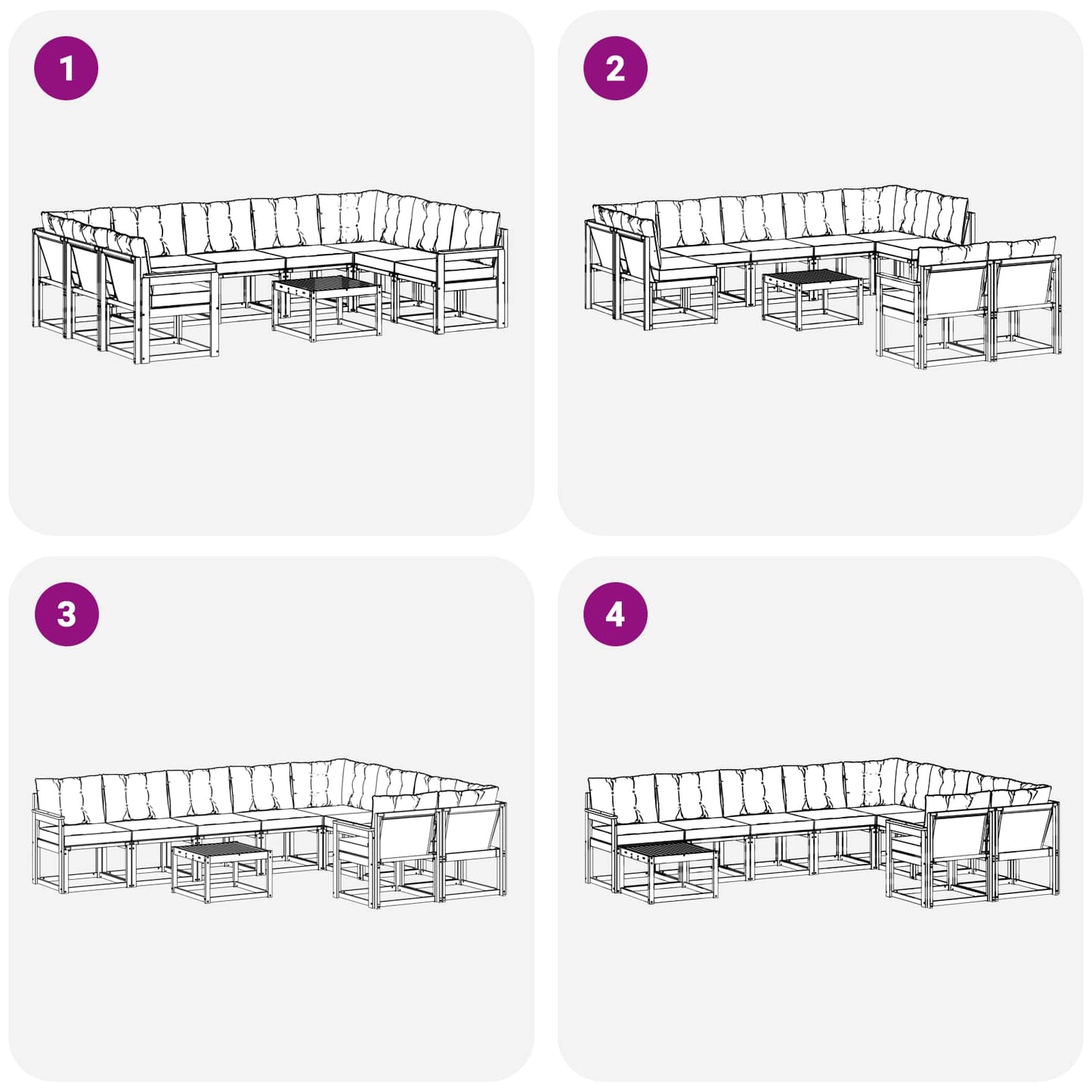 vidaXL Σειρά Καναπέ Εξωτερικού 10 pcs Λευκό και Ανοιχτό Γκρι