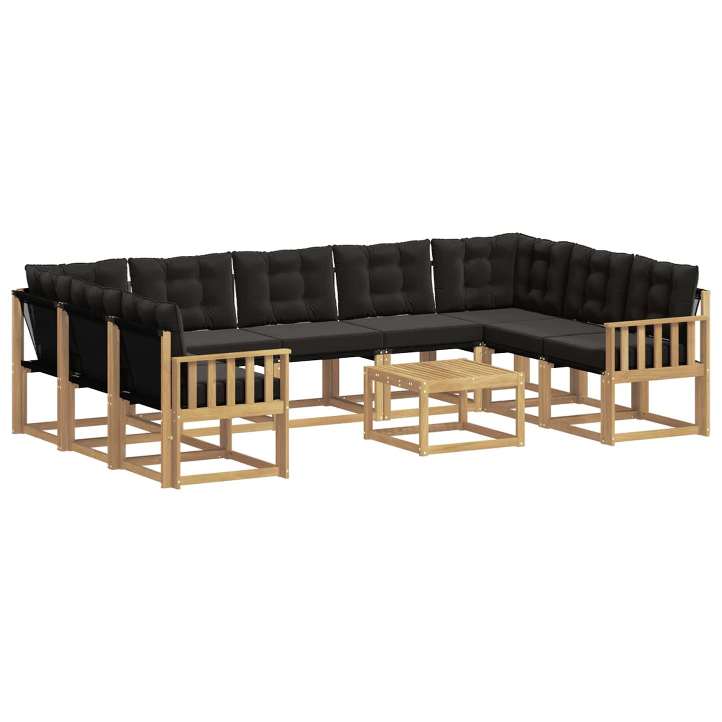 vidaXL Σειρά Καναπέ Εξωτερικού με μαξιλάρι 10 pcs Λευκό και Μαύρο