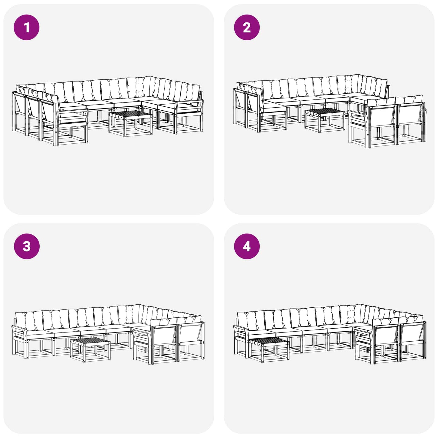 vidaXL Σειρά Καναπέ Εξωτερικού 10 pcs Λευκό και Ανοιχτό Γκρι