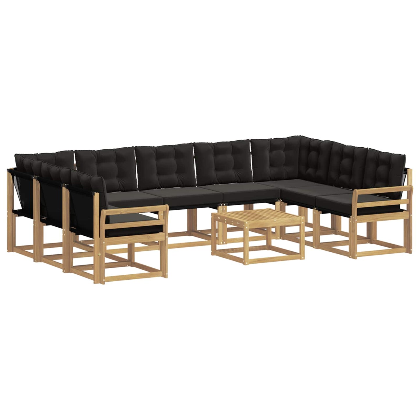 vidaXL Σειρά Καναπέ Εξωτερικού με μαξιλάρι 10 pcs Λευκό και Μαύρο