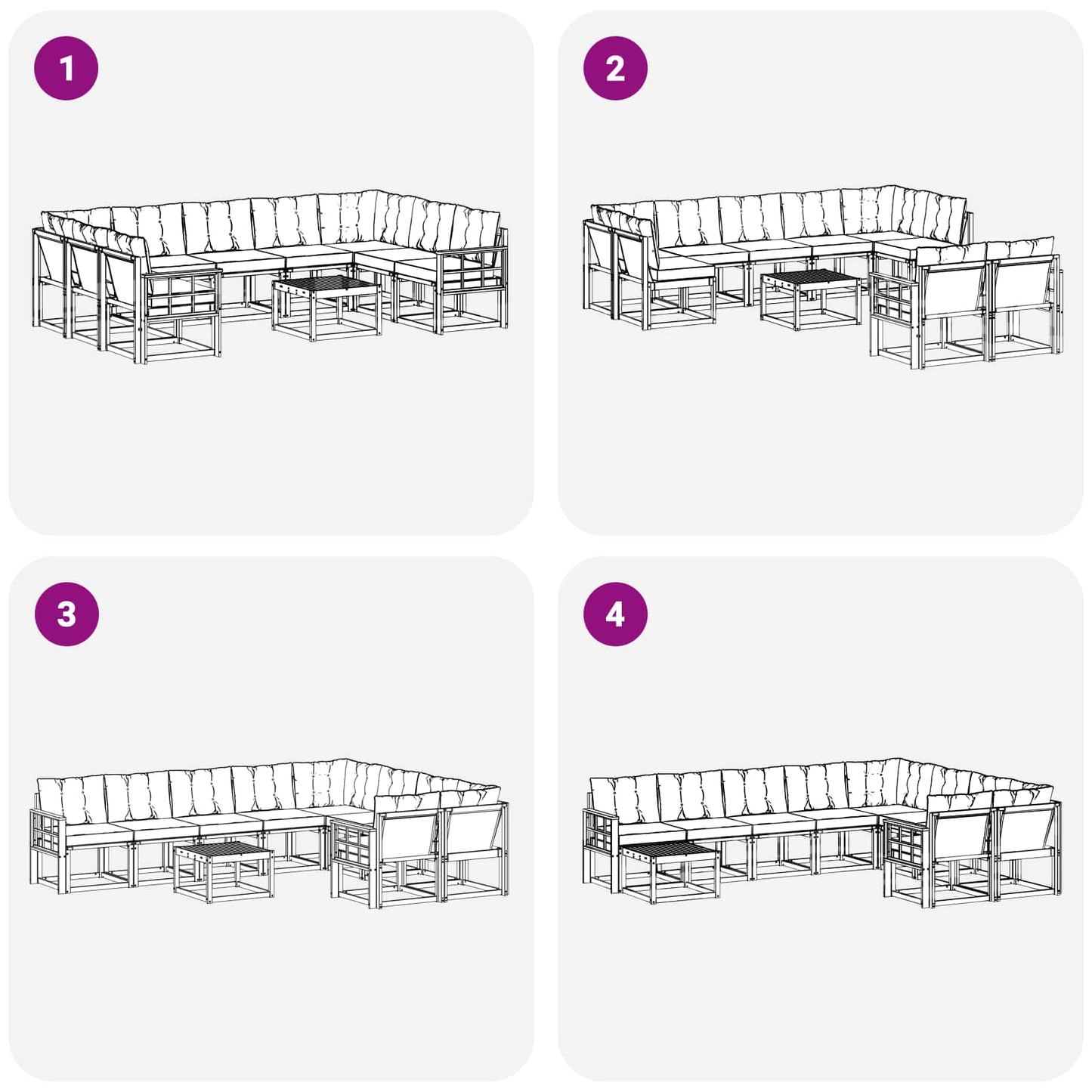 vidaXL Σειρά Καναπέ Εξωτερικού 10 pcs Λευκό και Ανοιχτό Γκρι