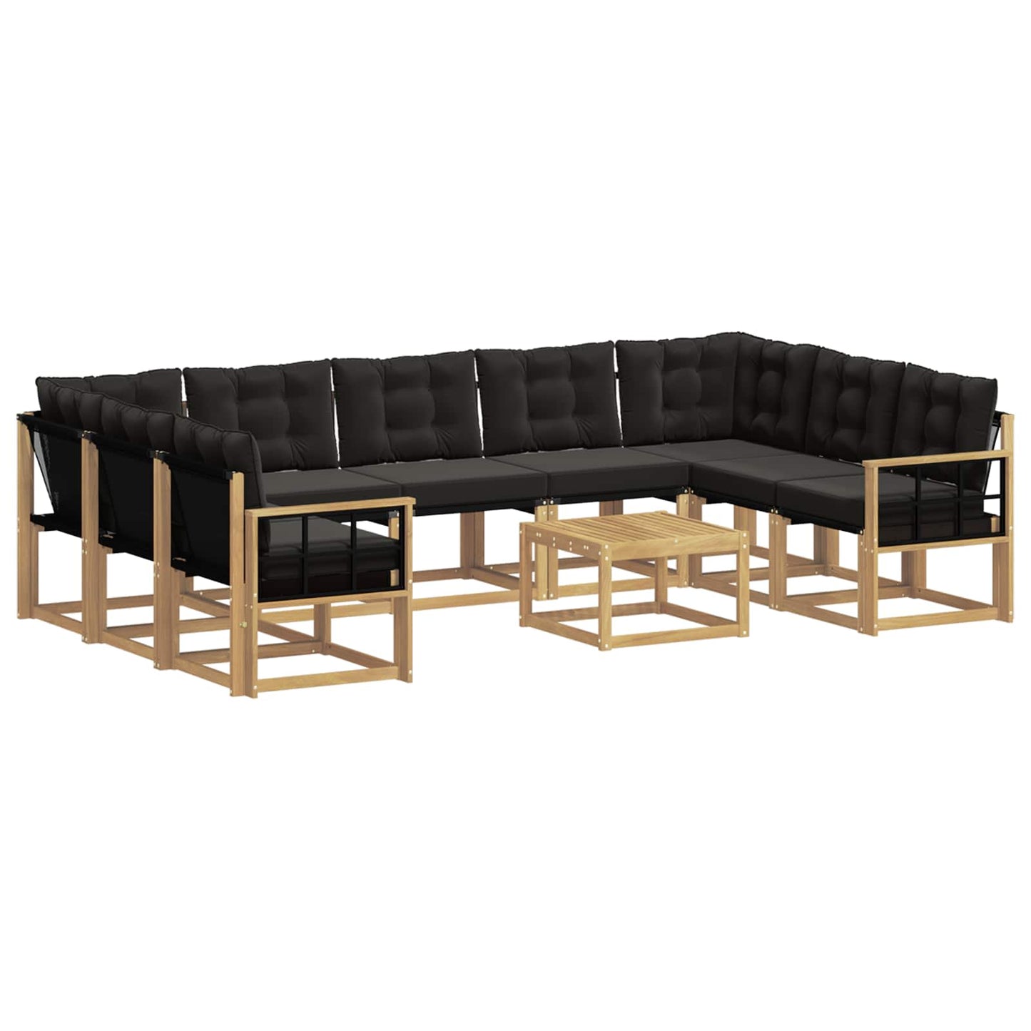 vidaXL Σειρά Καναπέ Εξωτερικού με μαξιλάρι 10 pcs Λευκό και Μαύρο