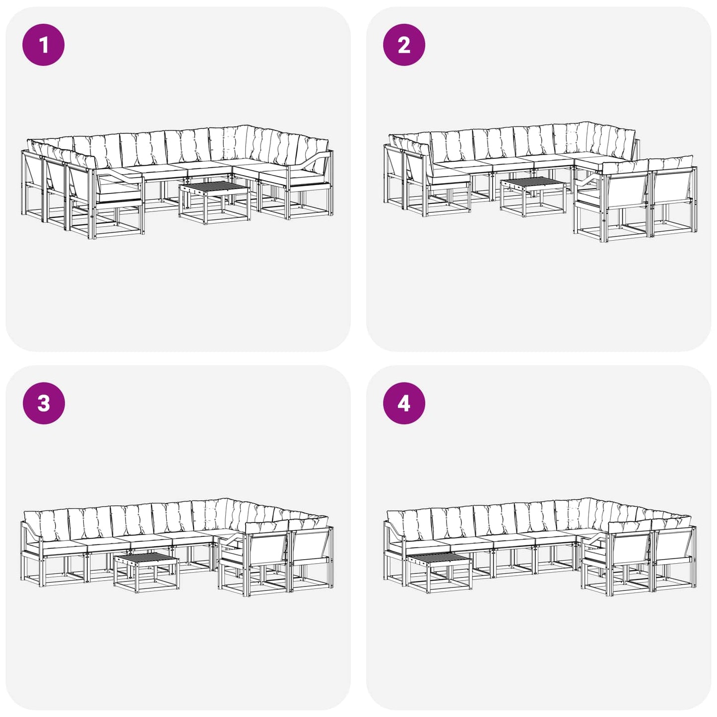 vidaXL Σειρά Καναπέ Εξωτερικού με μαξιλάρι 10 pcs Λευκό και Κρεμ