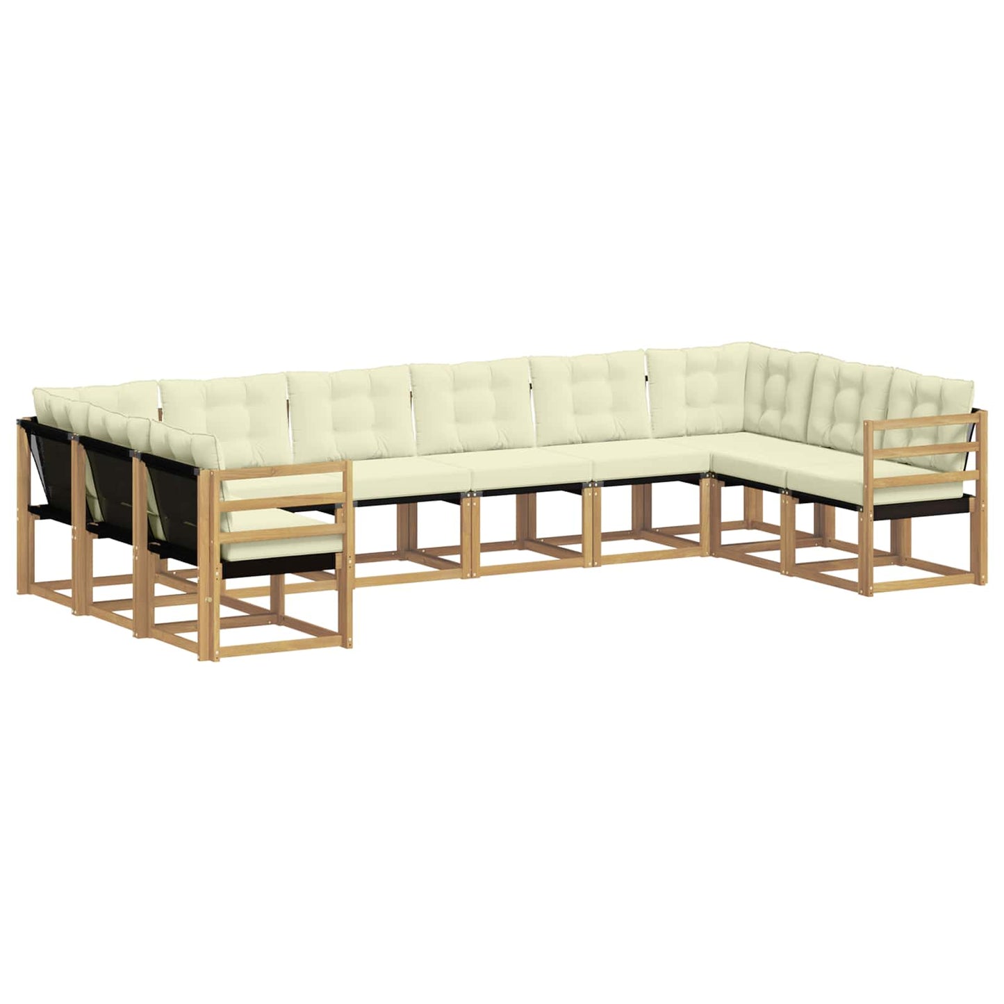 vidaXL Σειρά Καναπέ Εξωτερικού με μαξιλάρι 10 pcs Λευκό και Κρεμ