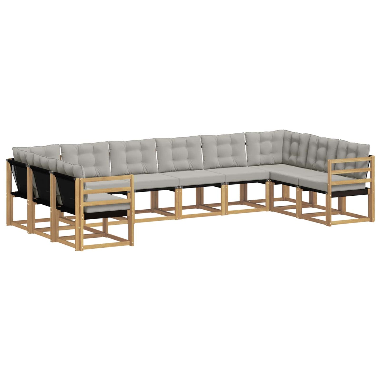 vidaXL Σειρά Καναπέ Εξωτερικού 10 pcs Λευκό και Ανοιχτό Γκρι