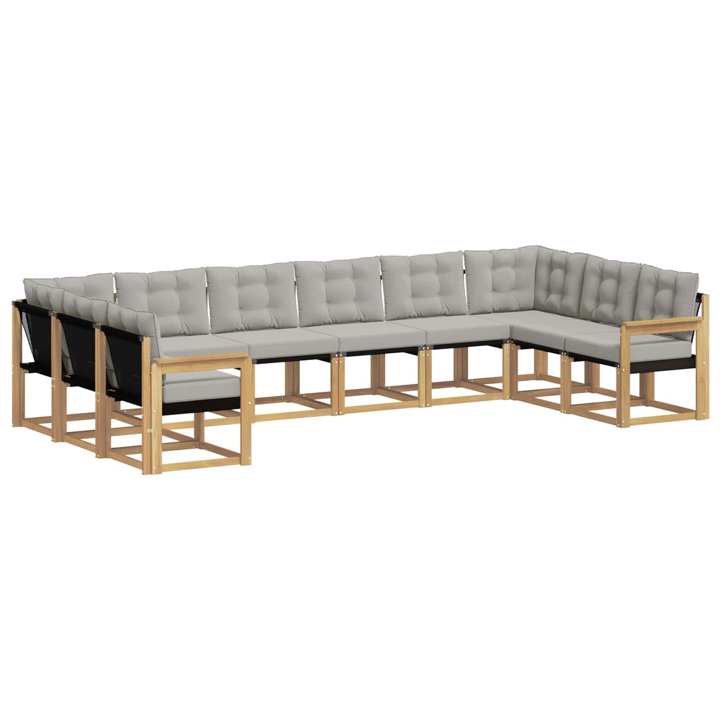 vidaXL Σειρά Καναπέ Εξωτερικού 10 pcs Λευκό και Ανοιχτό Γκρι