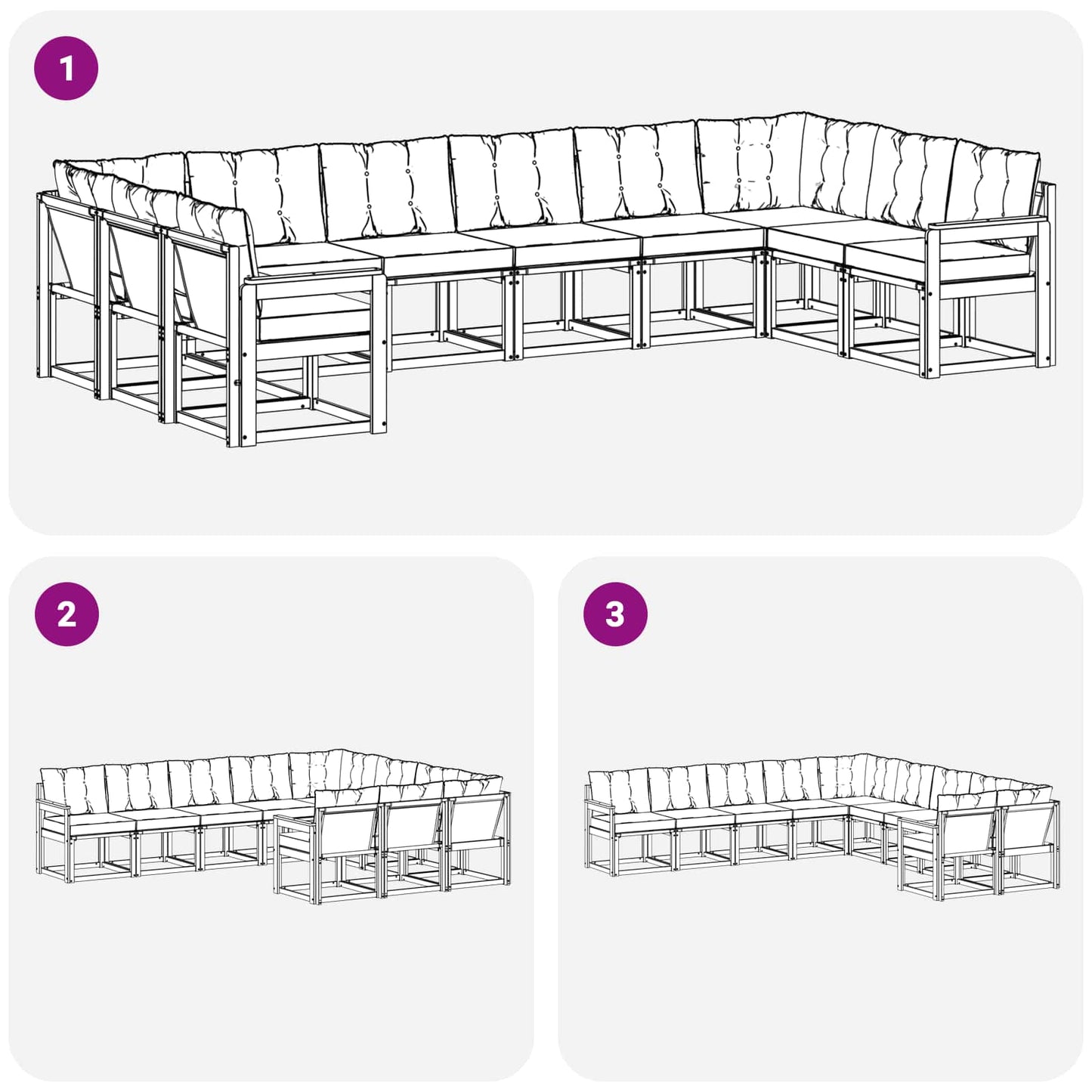 vidaXL Σειρά Καναπέ Εξωτερικού 10 pcs Λευκό και Ανοιχτό Γκρι