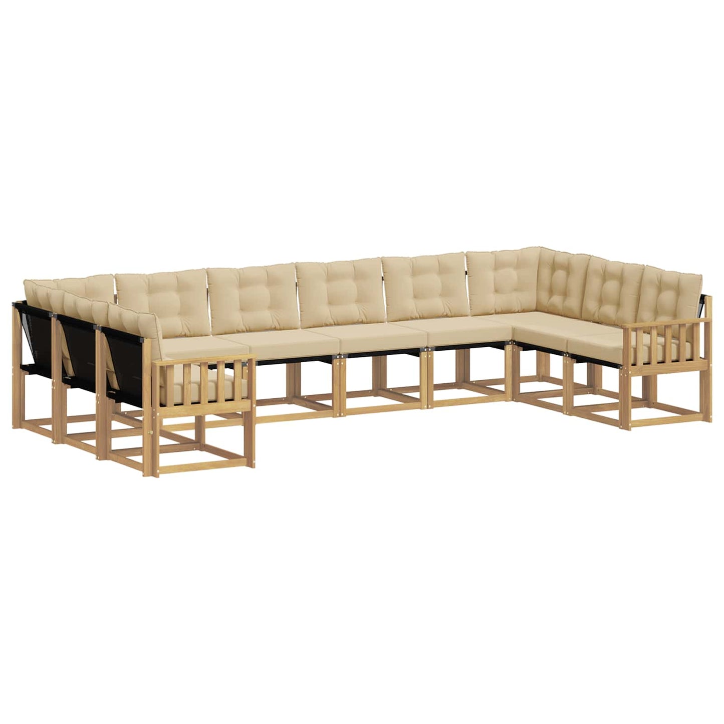 vidaXL Σειρά Καναπέ Εξωτερικού με μαξιλάρι 10 pcs Λευκό και Μπεζ