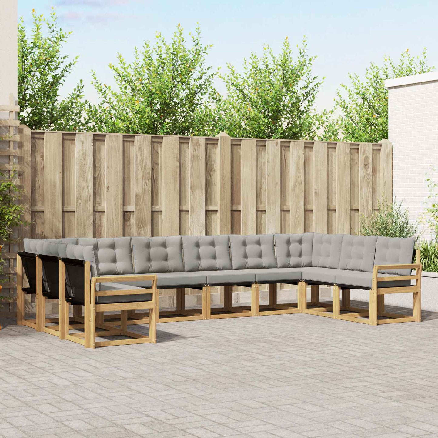 vidaXL Σειρά Καναπέ Εξωτερικού 10 pcs Λευκό και Ανοιχτό Γκρι