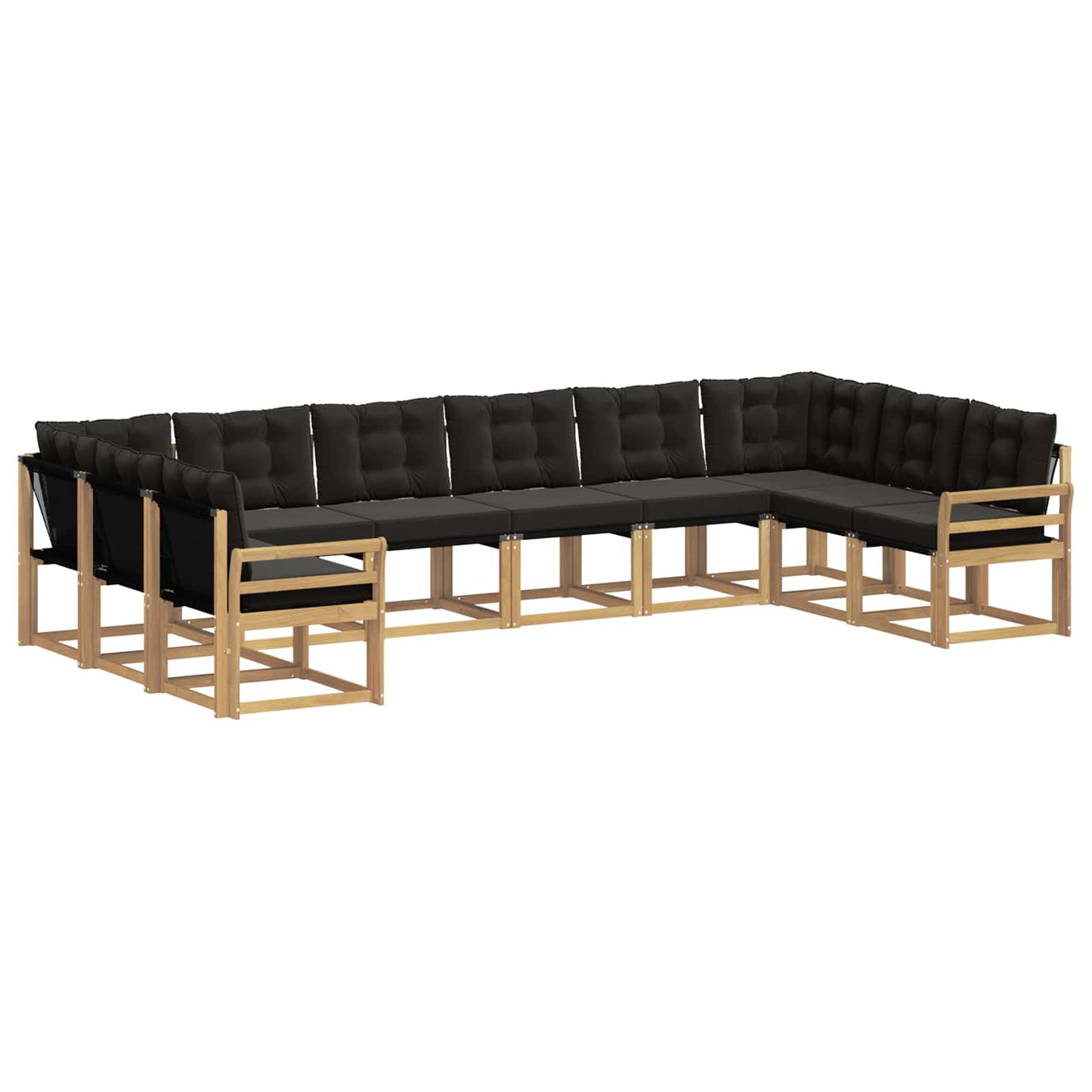 vidaXL Σειρά Καναπέ Εξωτερικού με μαξιλάρι 10 pcs Λευκό και Μαύρο