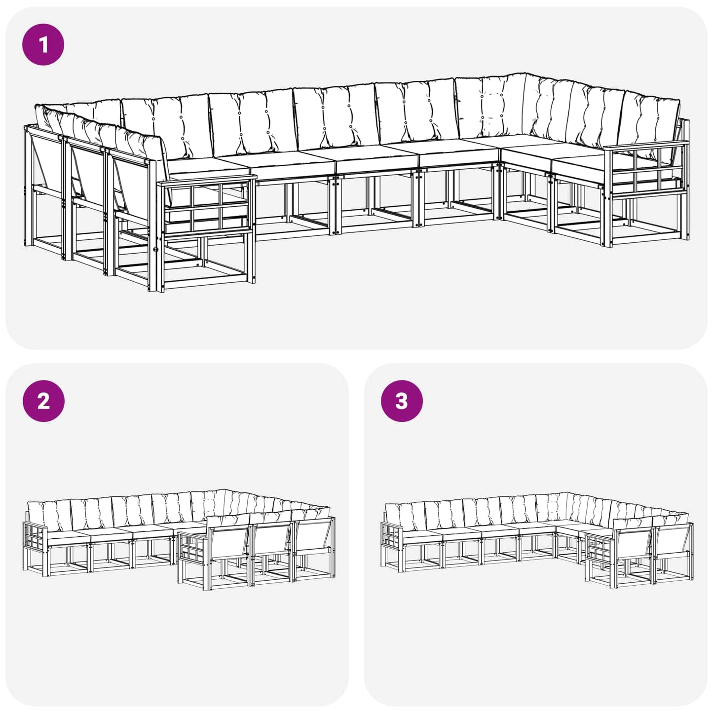 vidaXL Σειρά Καναπέ Εξωτερικού 10 pcs Λευκό και Ανοιχτό Γκρι