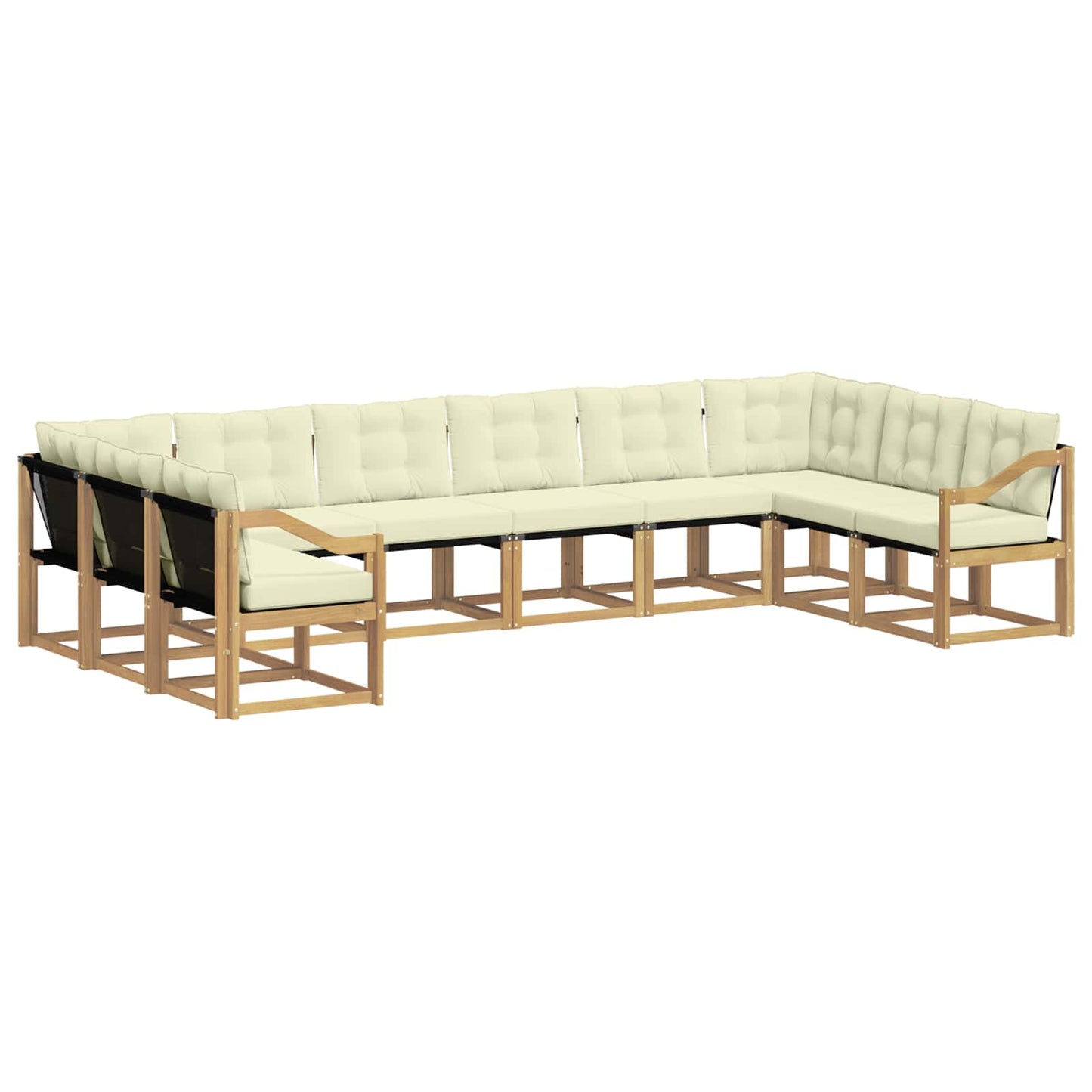 vidaXL Σειρά Καναπέ Εξωτερικού με μαξιλάρι 10 pcs Λευκό και Κρεμ
