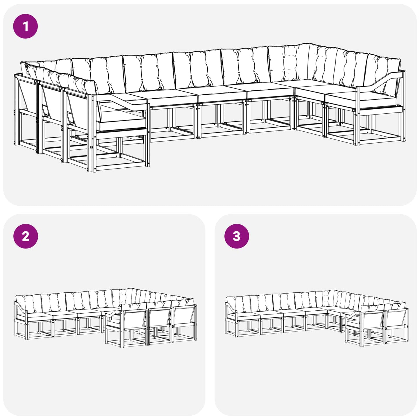 vidaXL Σειρά Καναπέ Εξωτερικού 10 pcs Λευκό και Ανοιχτό Γκρι