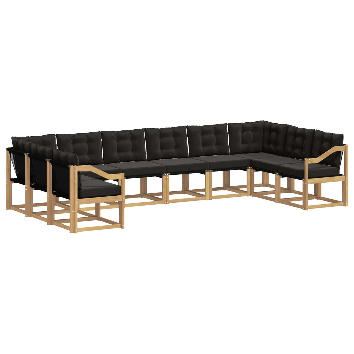 vidaXL Σειρά Καναπέ Εξωτερικού με μαξιλάρι 10 pcs Λευκό και Μαύρο