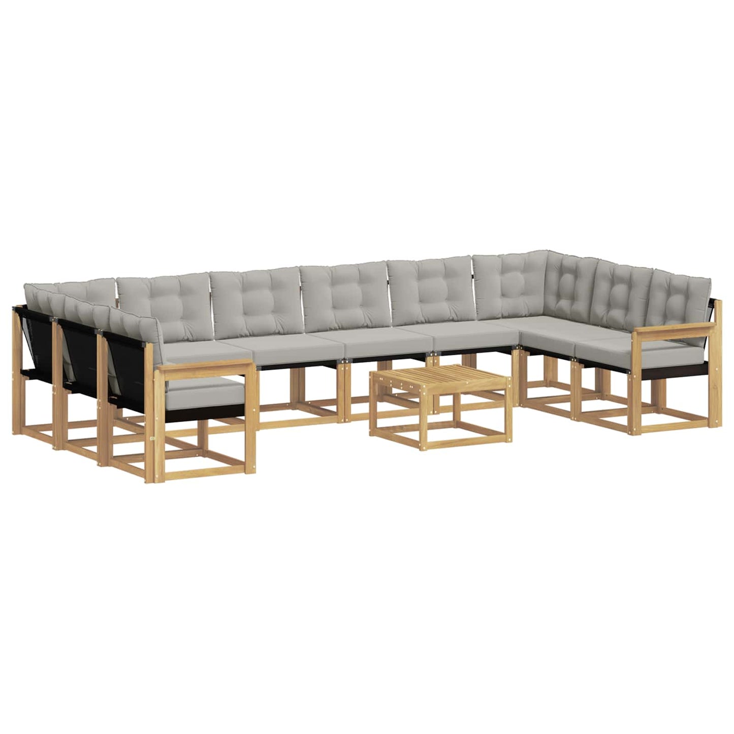 vidaXL Σειρά Καναπέ Εξωτερικού 11 pcs Λευκό και Ανοιχτό Γκρι