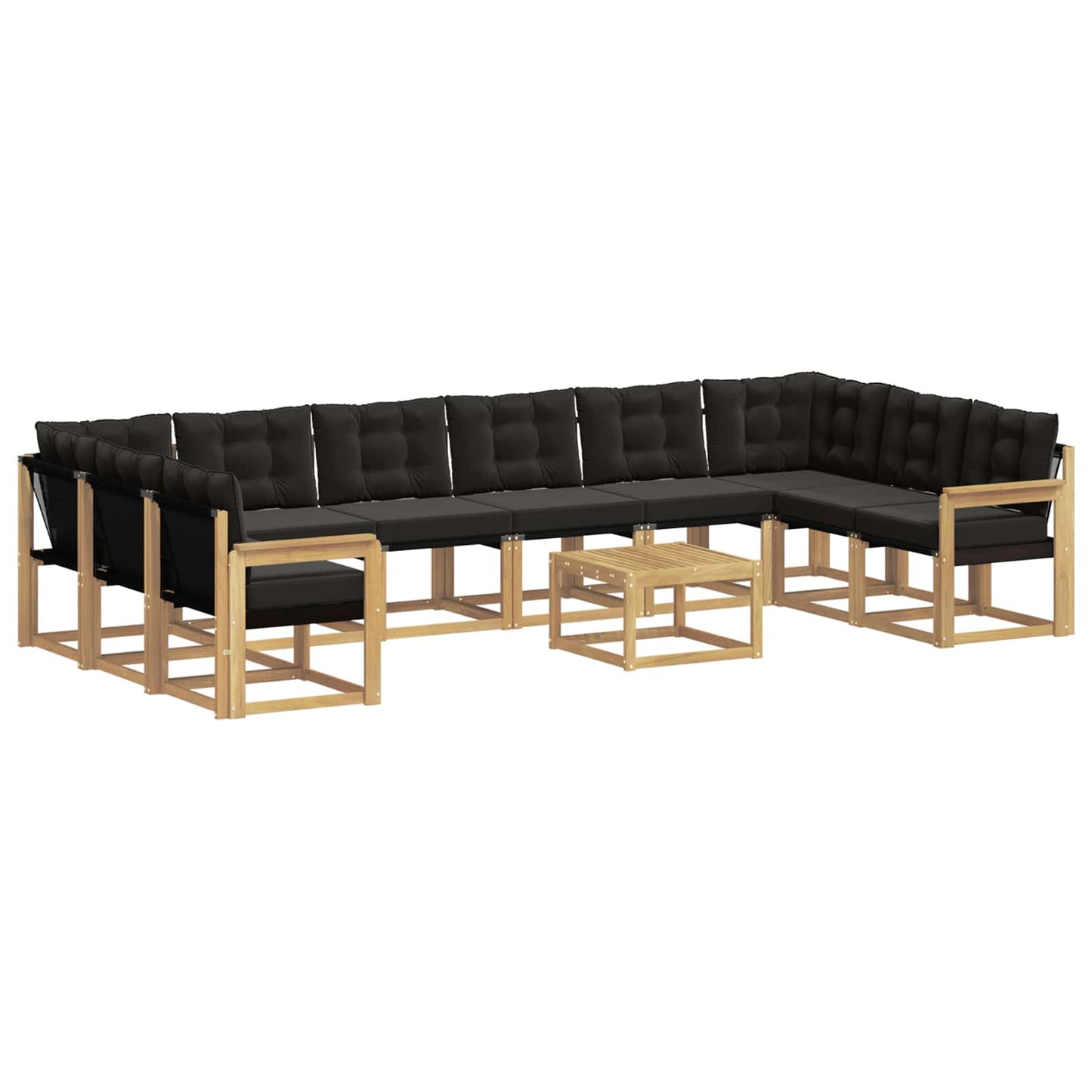 vidaXL Σειρά Καναπέ Εξωτερικού με μαξιλάρι 11 pcs Λευκό και Μαύρο