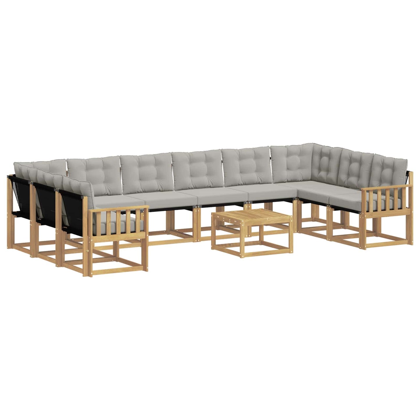 vidaXL Σειρά Καναπέ Εξωτερικού 11 pcs Λευκό και Ανοιχτό Γκρι