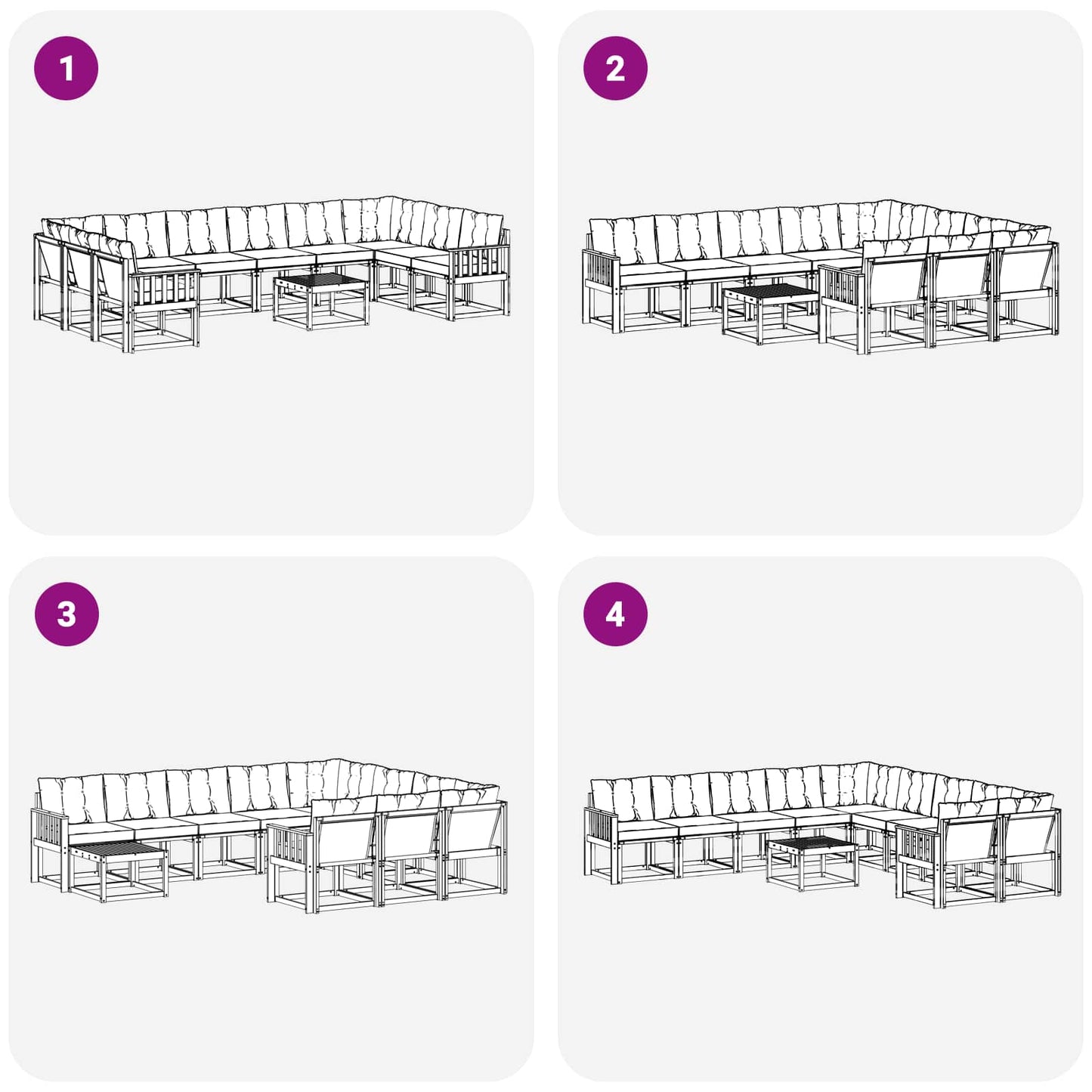 vidaXL Σειρά Καναπέ Εξωτερικού 11 pcs Λευκό και Ανοιχτό Γκρι