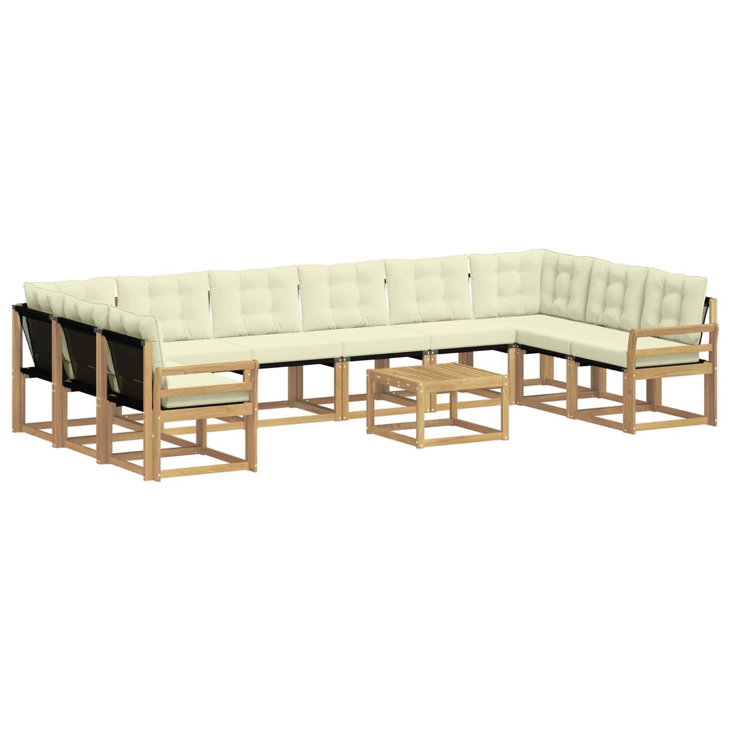 vidaXL Σειρά Καναπέ Εξωτερικού με μαξιλάρι 11 pcs Λευκό και Κρεμ