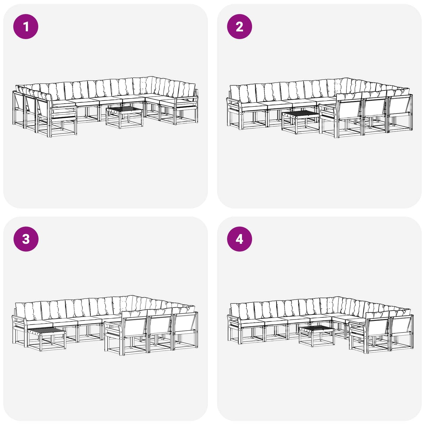 vidaXL Σειρά Καναπέ Εξωτερικού με μαξιλάρι 11 pcs Λευκό και Κρεμ