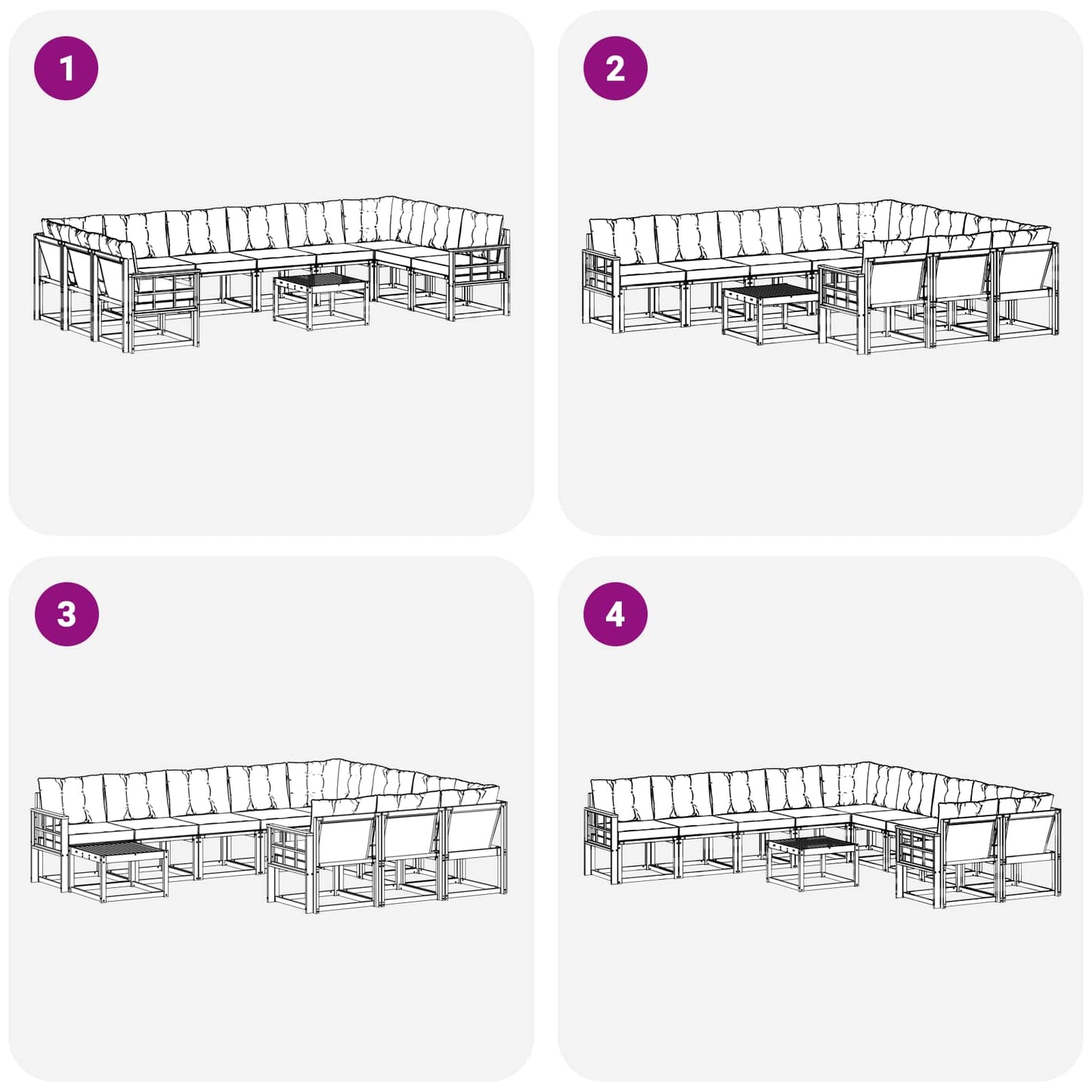 vidaXL Σειρά Καναπέ Εξωτερικού με μαξιλάρι 11 pcs Λευκό και Κρεμ