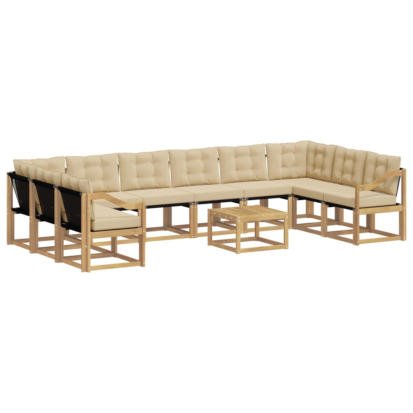 vidaXL Σειρά Καναπέ Εξωτερικού με μαξιλάρι 11 pcs Λευκό και Μπεζ