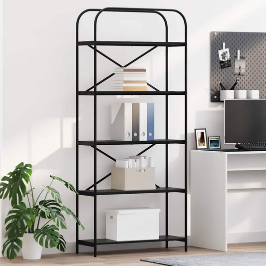 vidaXL Ράφι Βιβλίων Μαύρη Οξυά 80 x 30 x 183 εκ Επεξεργασμένο ξύλο