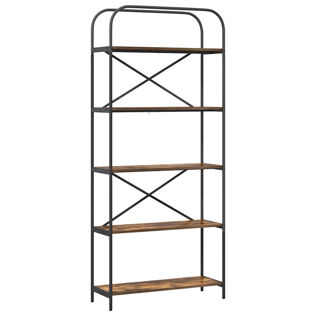 vidaXL Ράφι Βιβλίων Καπνιστή δρυς 80 x 30 x 183 εκ Επεξεργασμένο ξύλο