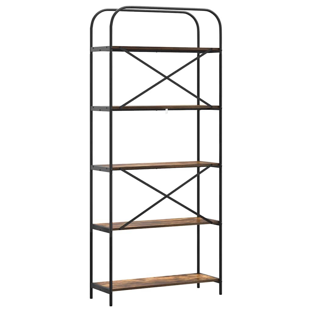 vidaXL Ράφι Βιβλίων Καπνιστή δρυς 80 x 30 x 183 εκ Επεξεργασμένο ξύλο