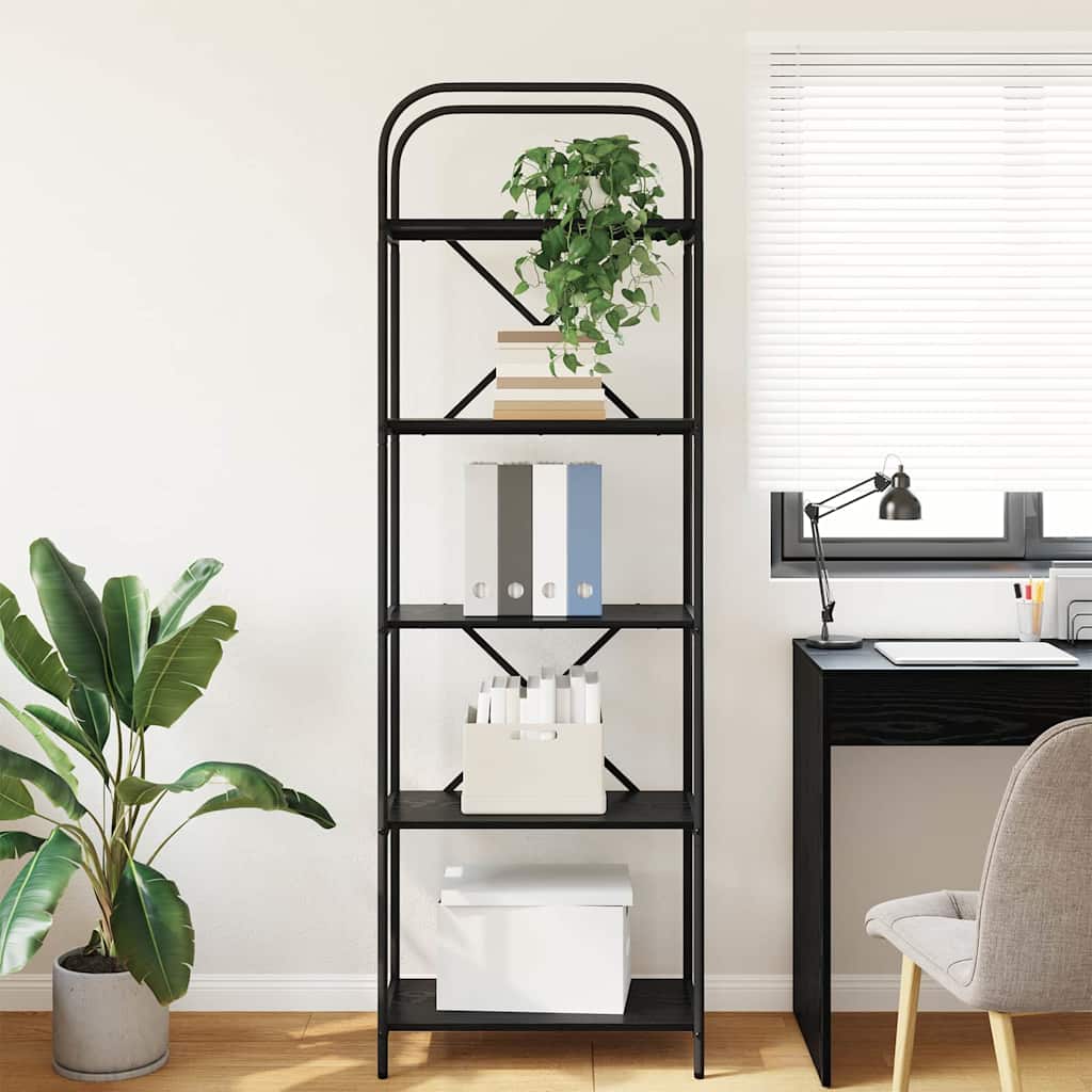 vidaXL Ράφι Βιβλίων Μαύρη δρυς 60 x 30 x 183 εκ Επεξεργασμένο ξύλο