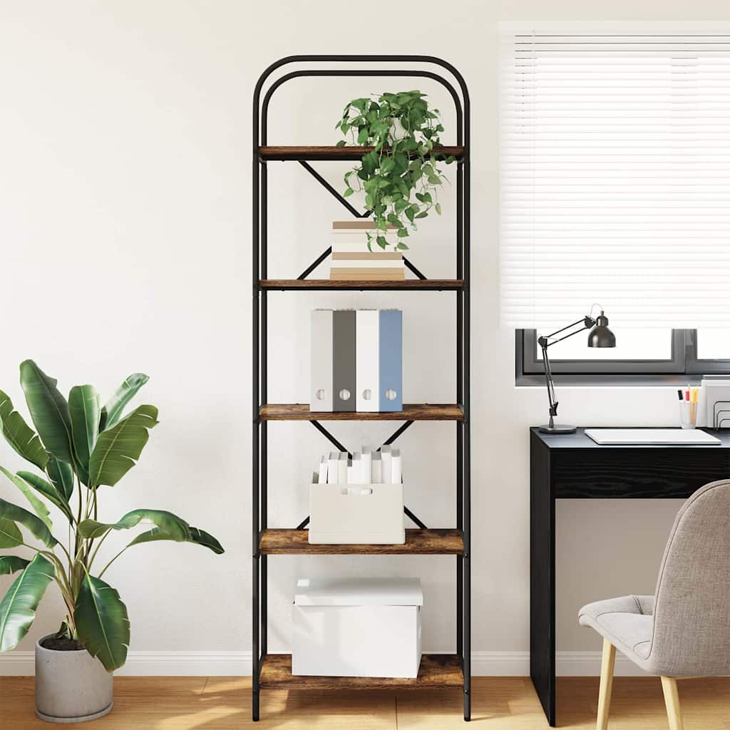 vidaXL Ράφι Βιβλίων Καπνιστή δρυς 60 x 30 x 183 εκ Επεξεργασμένο ξύλο