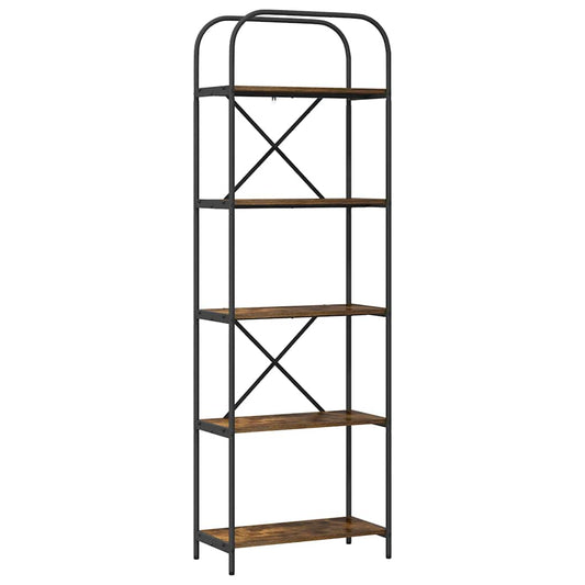 vidaXL Ράφι Βιβλίων Καπνιστή δρυς 60 x 30 x 183 εκ Επεξεργασμένο ξύλο