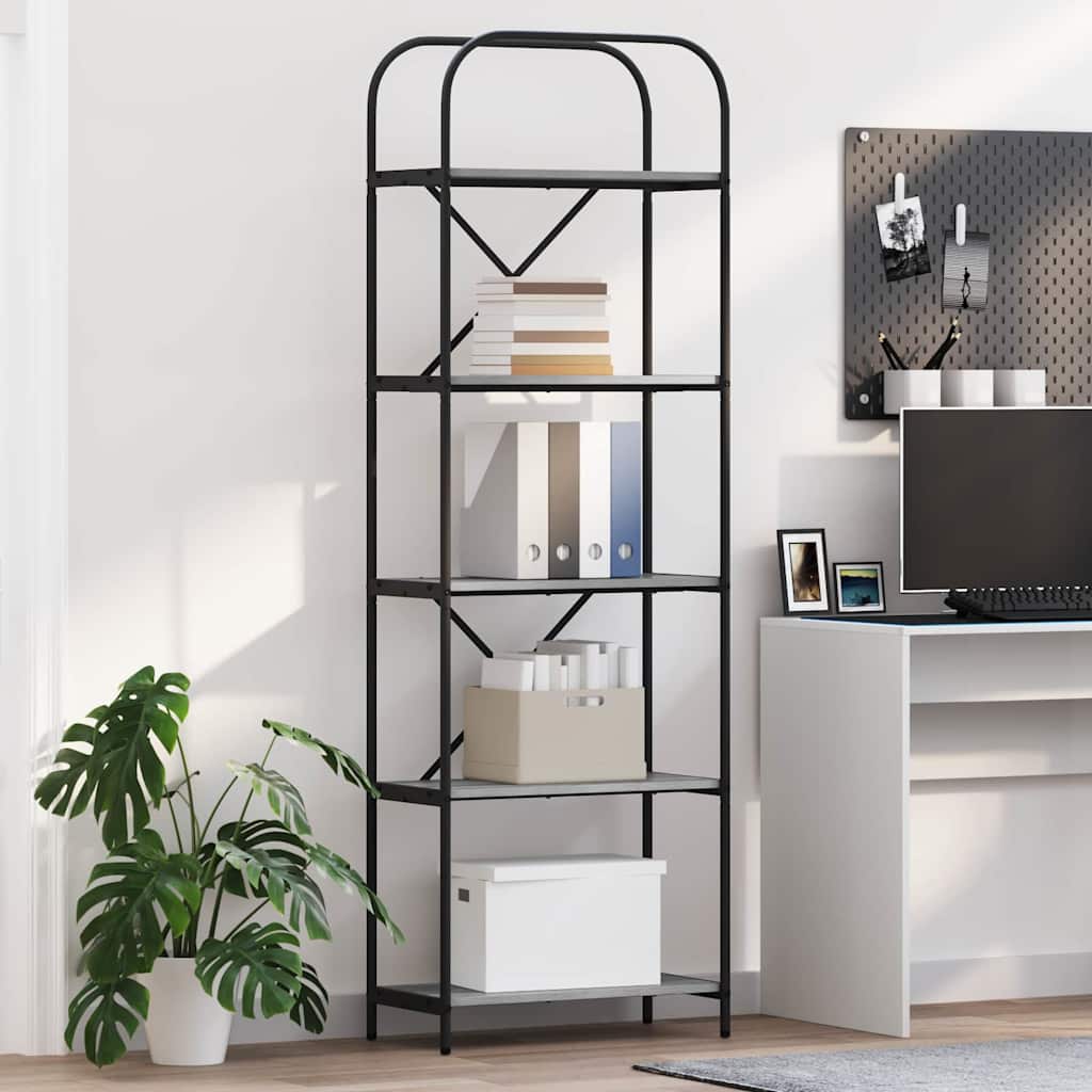vidaXL Ράφι Βιβλίων Γκρίζο Σονομα 60 x 30 x 183 εκ Επεξεργασμένο ξύλο