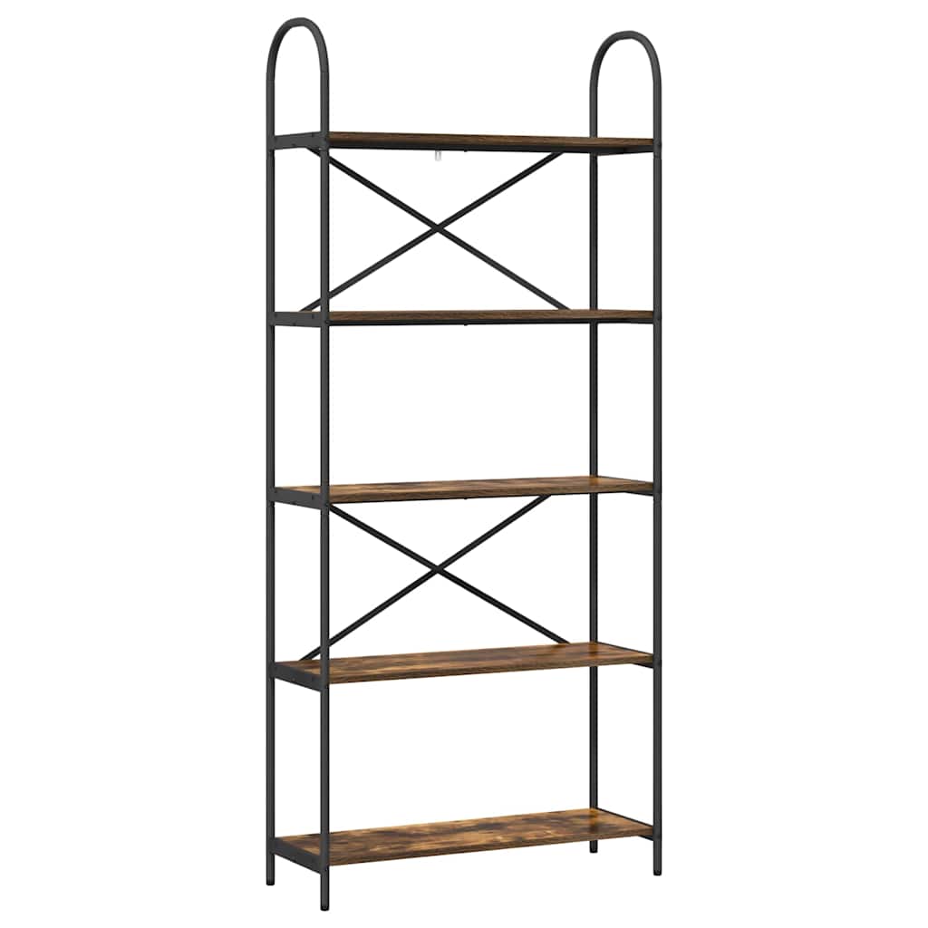 vidaXL Ράφι Βιβλίων Καπνιστή δρυς 80 x 30 x 183 εκ Επεξεργασμένο ξύλο