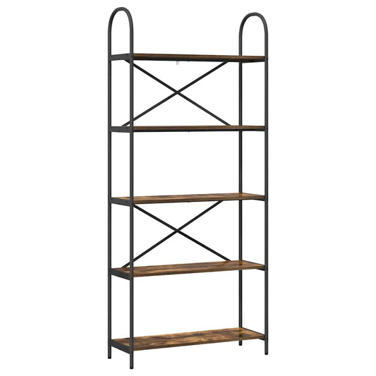 vidaXL Ράφι Βιβλίων Καπνιστή δρυς 80 x 30 x 183 εκ Επεξεργασμένο ξύλο