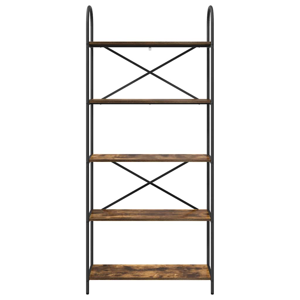 vidaXL Ράφι Βιβλίων Καπνιστή δρυς 80 x 30 x 183 εκ Επεξεργασμένο ξύλο