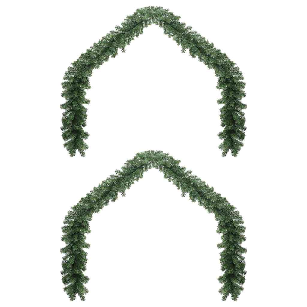 vidaXL Χριστουγεννιάτικη στεφάνη 2 pcs Πράσινο 20 m PVC