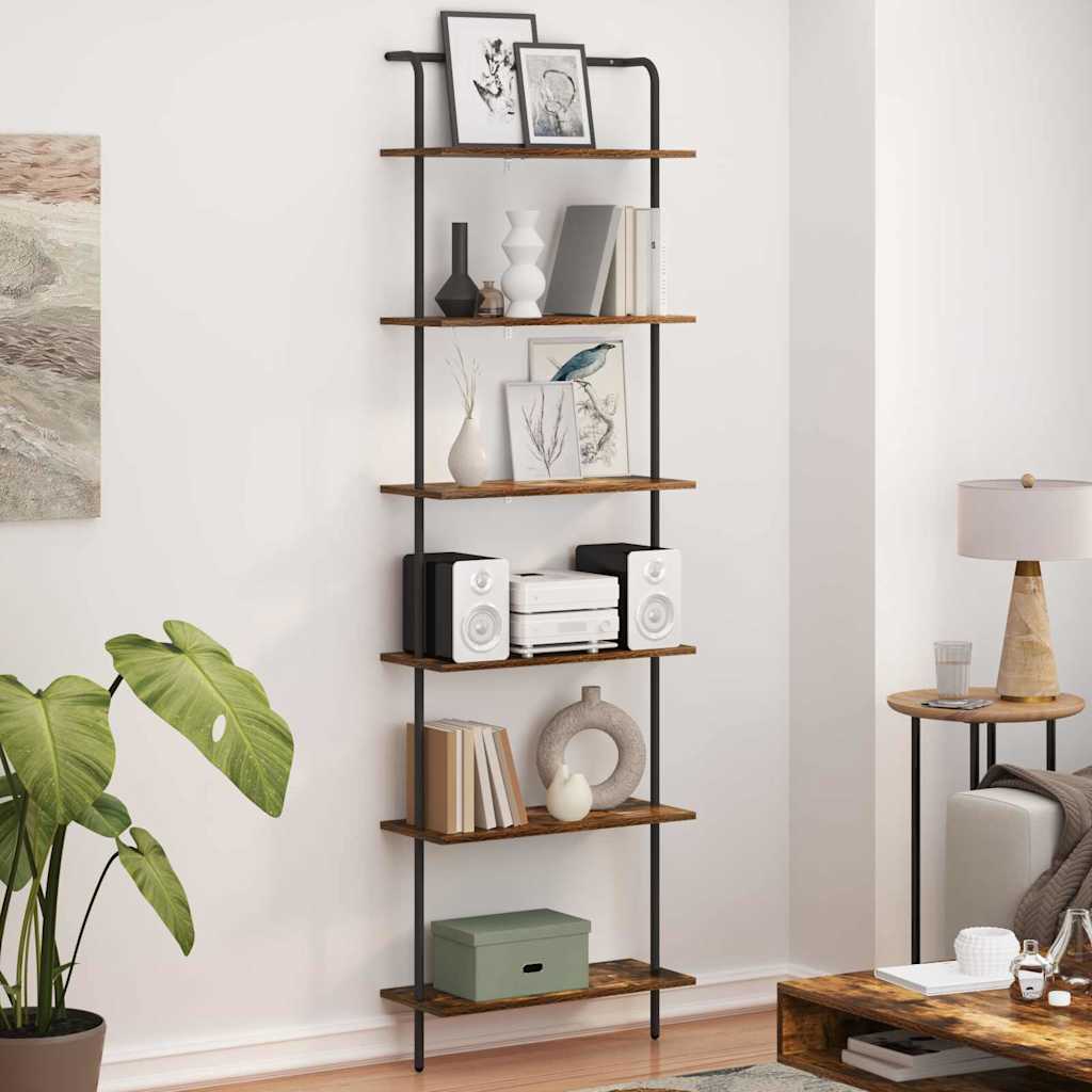 vidaXL Ράφι Βιβλίων Καπνιστή δρυς 60 x 24 x 203 εκ Επεξεργασμένο ξύλο