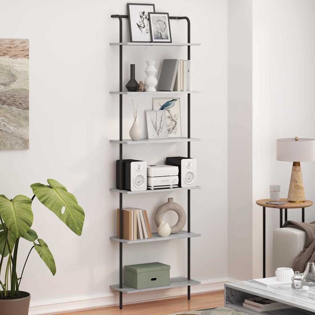 vidaXL Ράφι Βιβλίων Γκρίζο Σονομα 60 x 24 x 203 εκ Επεξεργασμένο ξύλο