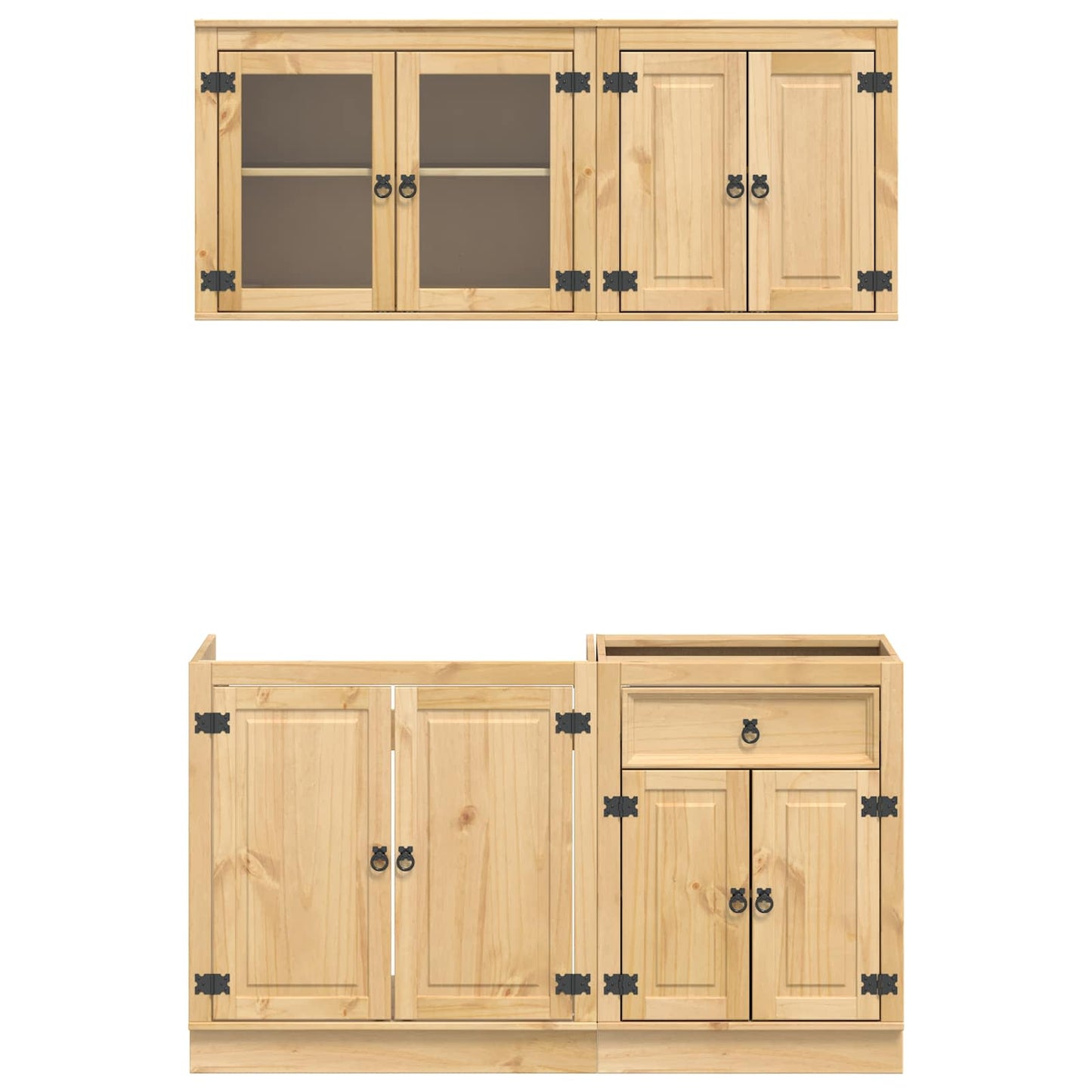 vidaXL Ντουλαπιού με ράφι SKI 4 pcs Μέλι Καφέ Στερεά ξυλεία πεύκου