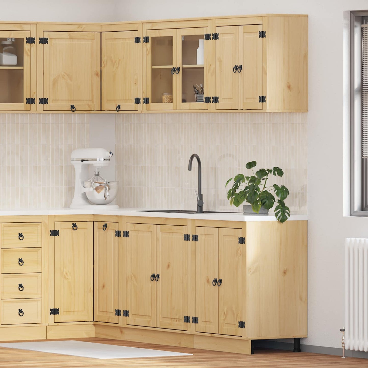 vidaXL Ντουλαπιού με ράφι SKI 4 pcs Μέλι Καφέ Στερεά ξυλεία πεύκου