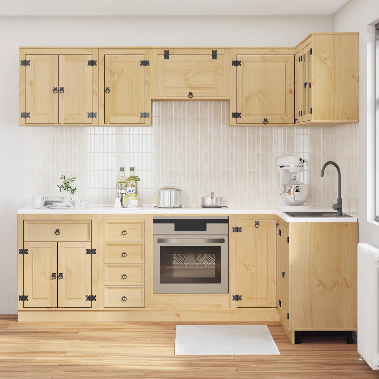 vidaXL Ντουλαπιού με συρτάρι SKI 10 pcs Μέλι Καφέ Στερεά ξυλεία πεύκου