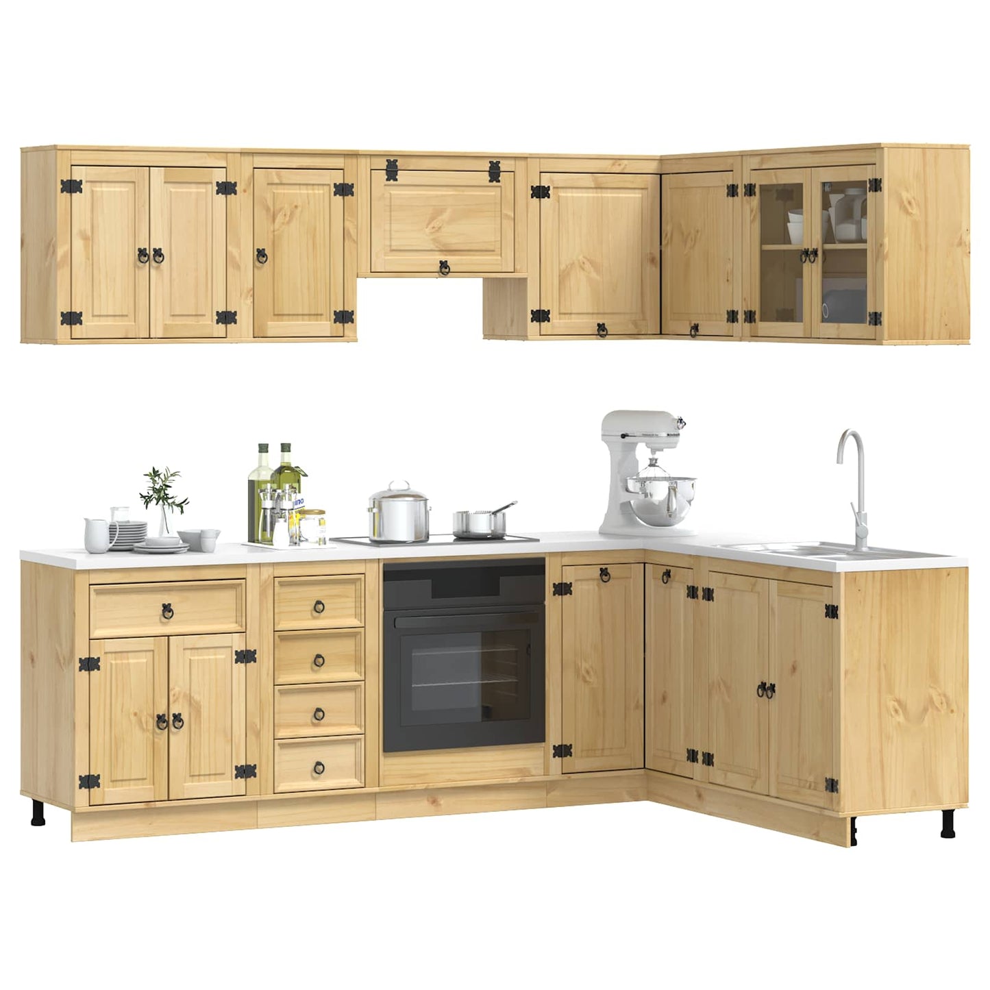 vidaXL Ντουλαπιού με συρτάρι SKI 10 pcs Μέλι Καφέ Στερεά ξυλεία πεύκου