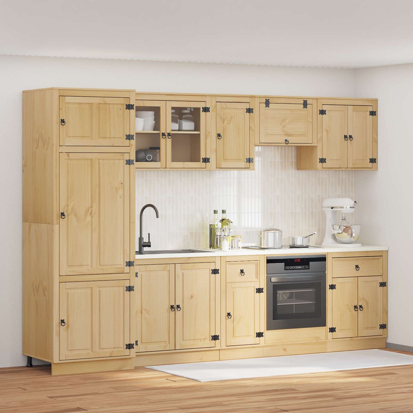 vidaXL Ντουλαπιού με συρτάρι SKI 9 pcs Μέλι Καφέ Στερεά ξυλεία πεύκου