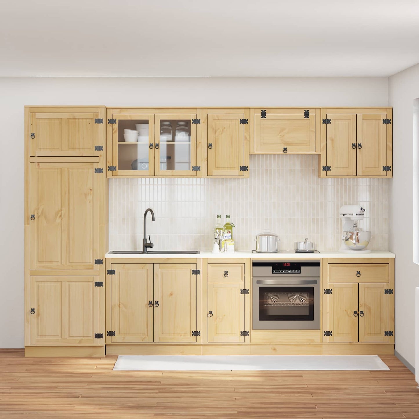 vidaXL Ντουλαπιού με συρτάρι SKI 9 pcs Μέλι Καφέ Στερεά ξυλεία πεύκου