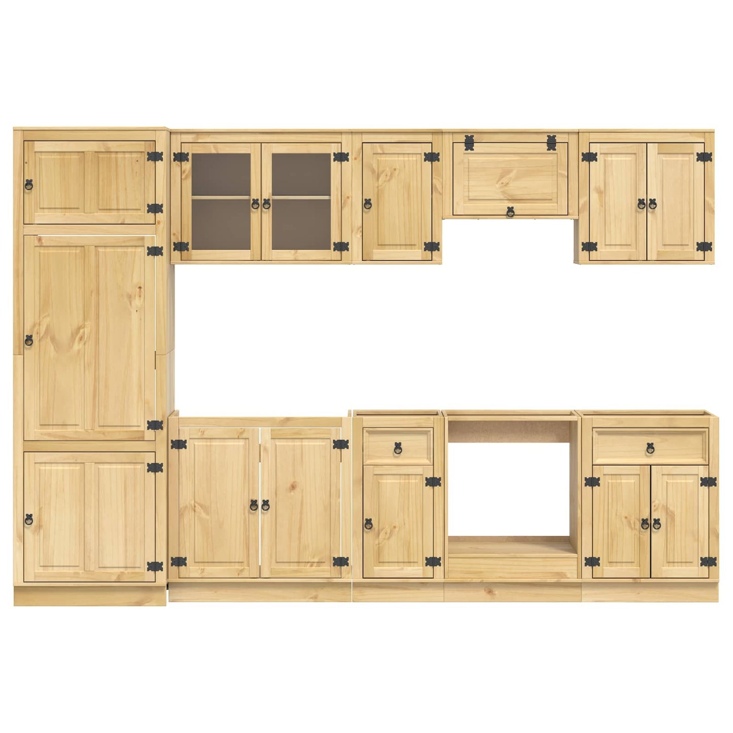 vidaXL Ντουλαπιού με συρτάρι SKI 9 pcs Μέλι Καφέ Στερεά ξυλεία πεύκου