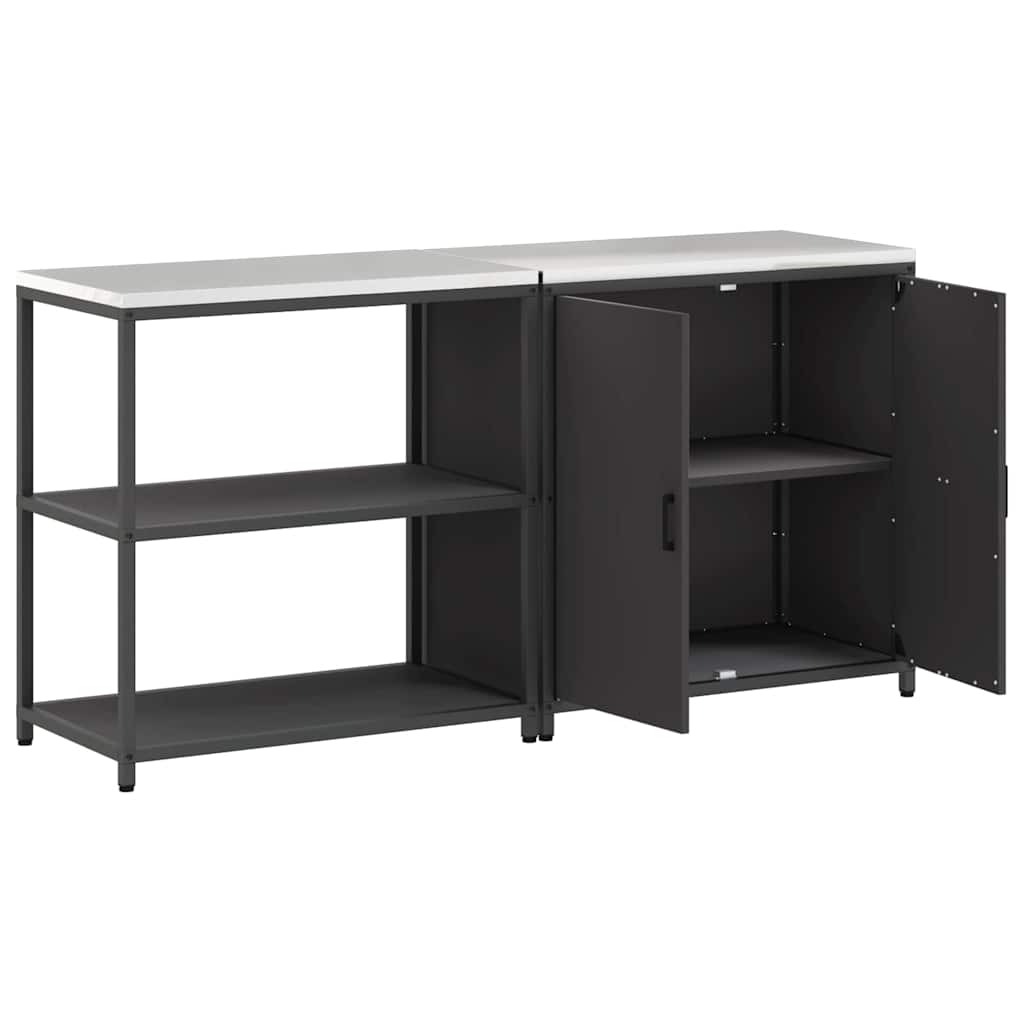 vidaXL Σετ Αποθήκευσης Κουζίνας 2 pcs Μαύρο Ψυχρής έλασης χάλυβας